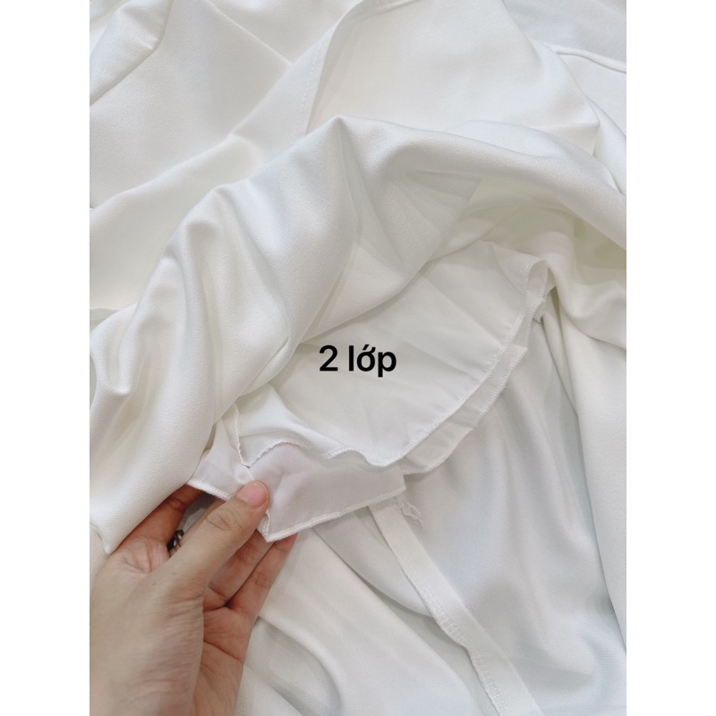 Set nữ áo thun li vai mix chân váy xoè tặng đai bện dây vintage 2 màu đen trắng