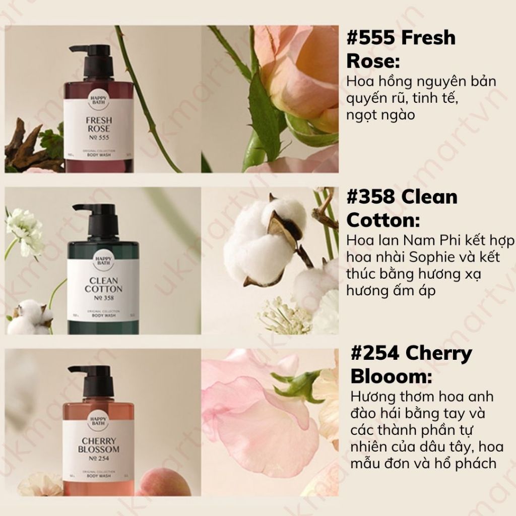 Sample Sữa Tắm Hương Nước Hoa Happy Bath Original Collection Body Wash 5g