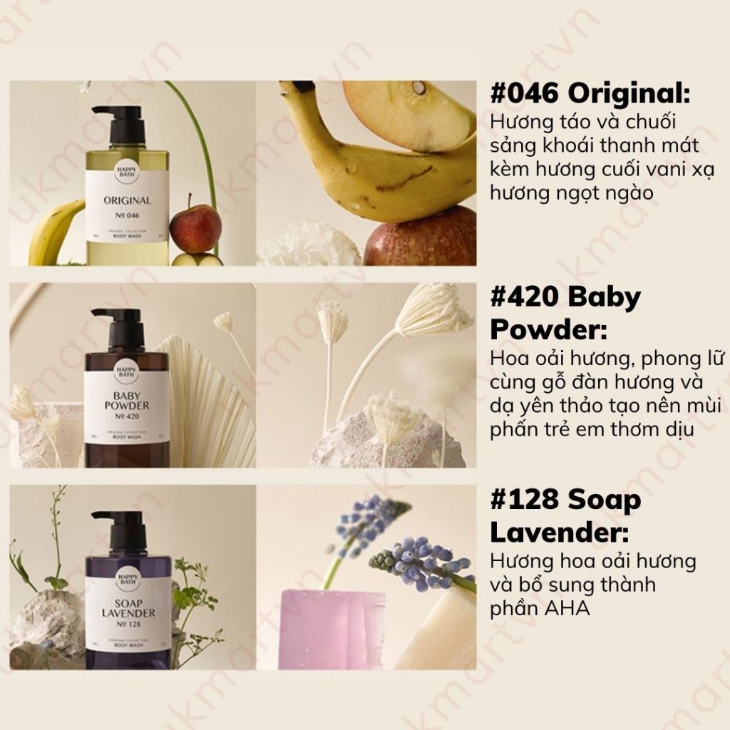 Sample Sữa Tắm Hương Nước Hoa Happy Bath Original Collection Body Wash 5g
