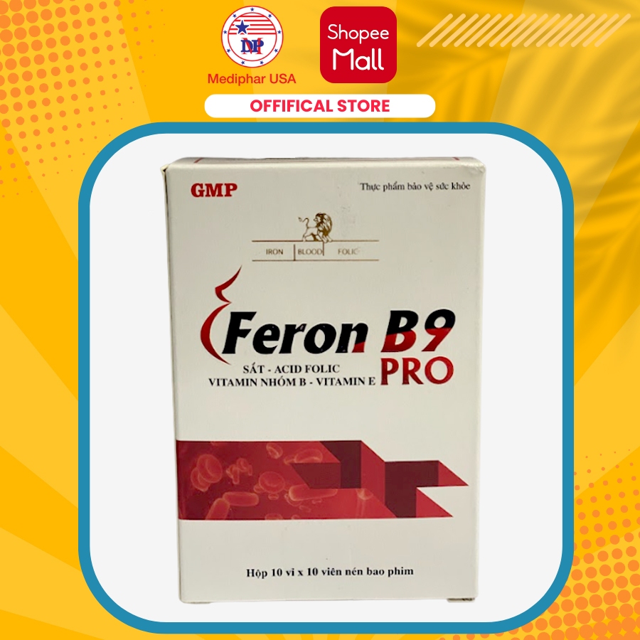 Viên sắt Feron B9 hỗ trợ bổ sung sắt, Vitamin cho người thiếu máu - CHÍNH HÃNG 100% MEDIPHAR USA