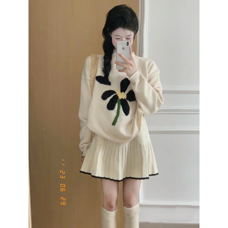 Áo len QC thêu hoa 3 màu siêu xinh