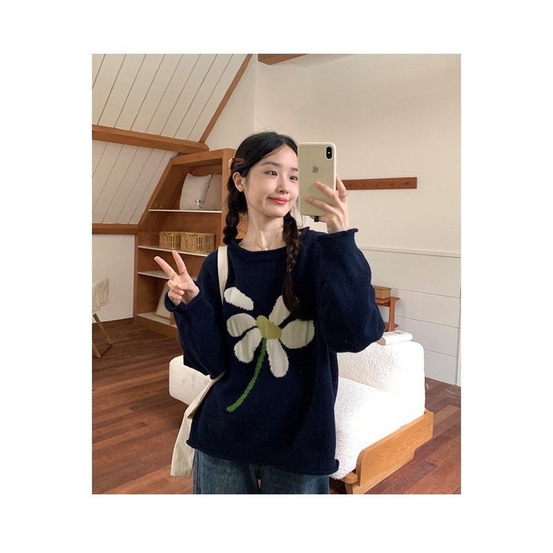 Áo len QC thêu hoa 3 màu siêu xinh