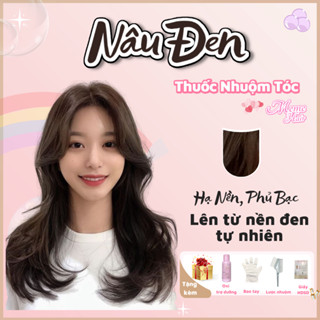 Thuốc nhuộm tóc màu nâu đen , tặng kèm oxy trợ dưỡng và bao tay