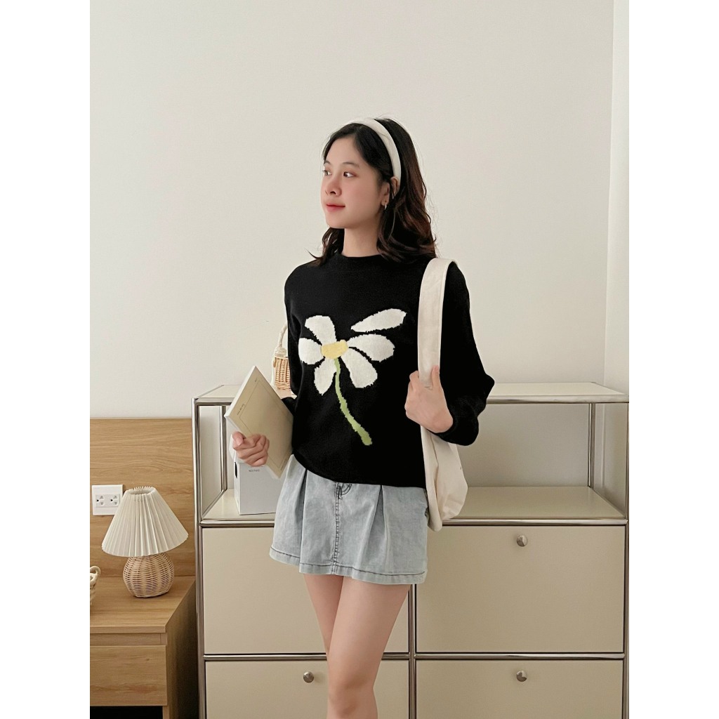 Áo len QC thêu hoa 3 màu siêu xinh