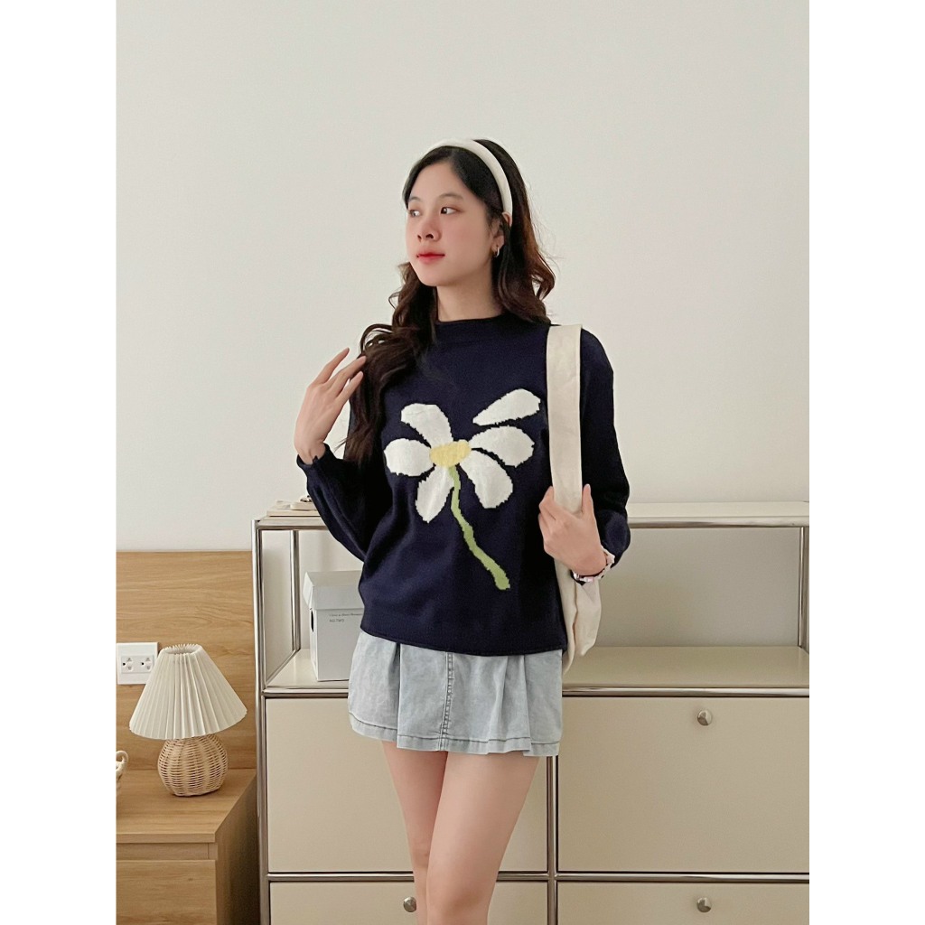 Áo len QC thêu hoa 3 màu siêu xinh