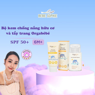Chính hãng - Bộ Kem chống nắng hữu cơ và tẩy trang Orgabebe SPF 50 cho bé từ sơ sinh - Nội địa Hàn