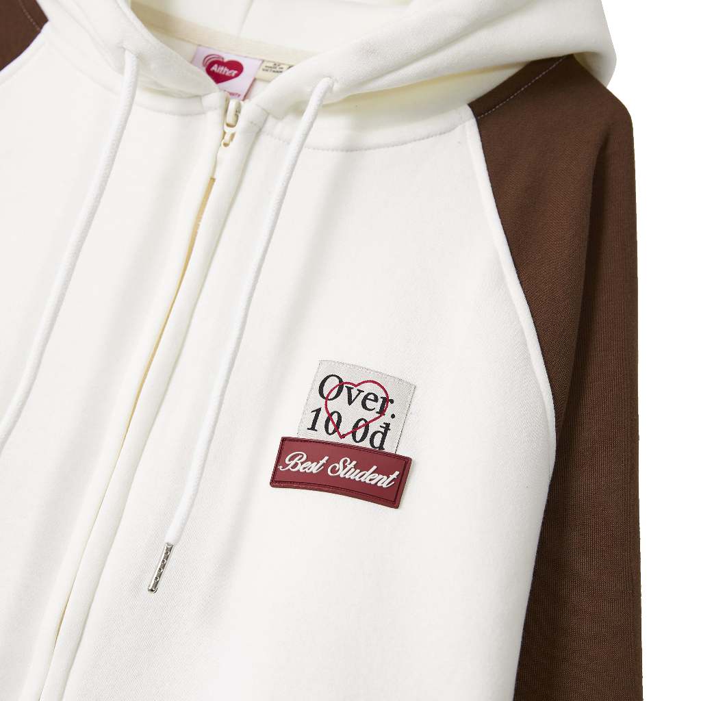 AITHER STUDIO Áo khoác Hoodie Zip Over Ten thêu logo thương hiệu