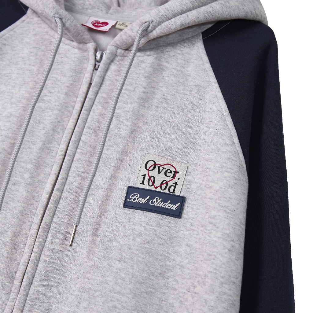 AITHER STUDIO Áo khoác Hoodie Zip Over Ten thêu logo thương hiệu