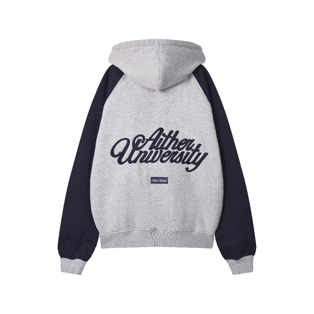 AITHER STUDIO Áo khoác Hoodie Zip Over Ten thêu logo thương hiệu