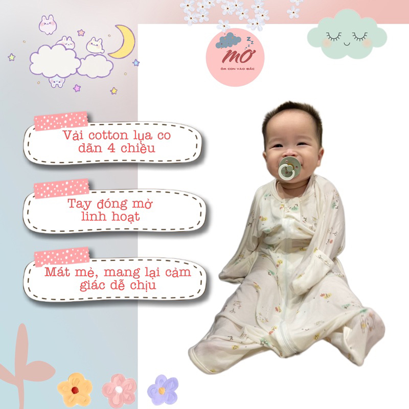 Túi ngủ mặc hè vải cotton siêu thoáng mát _Nai rừng ngơ ngác