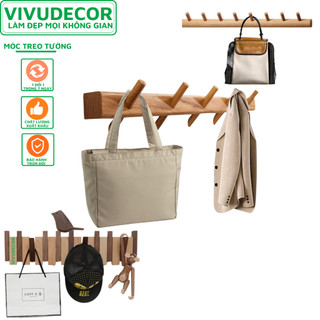 Móc treo quần áo gỗ tự nhiên - Móc treo quần áo gắn tường VIVUDECOR - Móc treo đồ đủ loại
