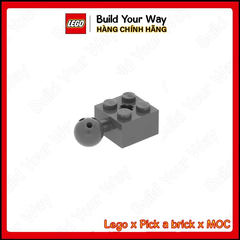 Lego khối 2 x 2 bi, cầu lớn / 57909b: Technic, Brick Modified 2 x 2 with Ball Joint and Axle Hole with 6 Holes in Ball