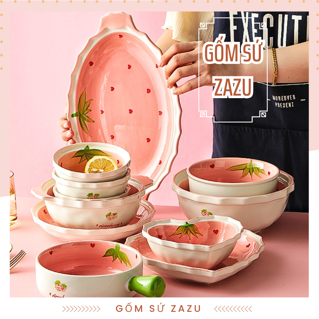 Set các món đĩa tròn sứ họa tiết, bát đĩa sứ giá rẻ, chén dĩa sứ ăn dặm cho bé, bát đĩa decor