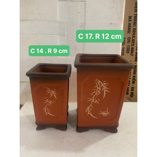 Chậu bonsai mini vuông gốm bát tràng 2 size