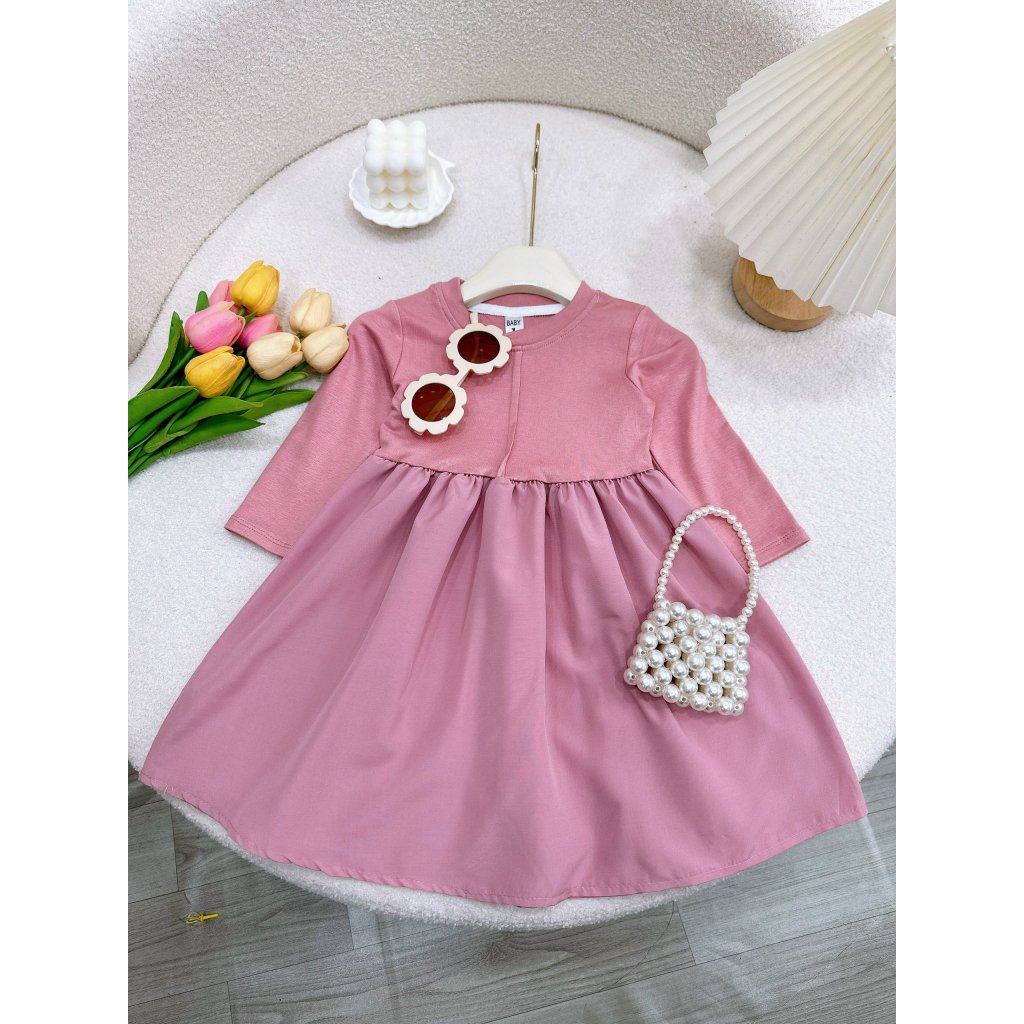 Váy zip gân giữa bé gái