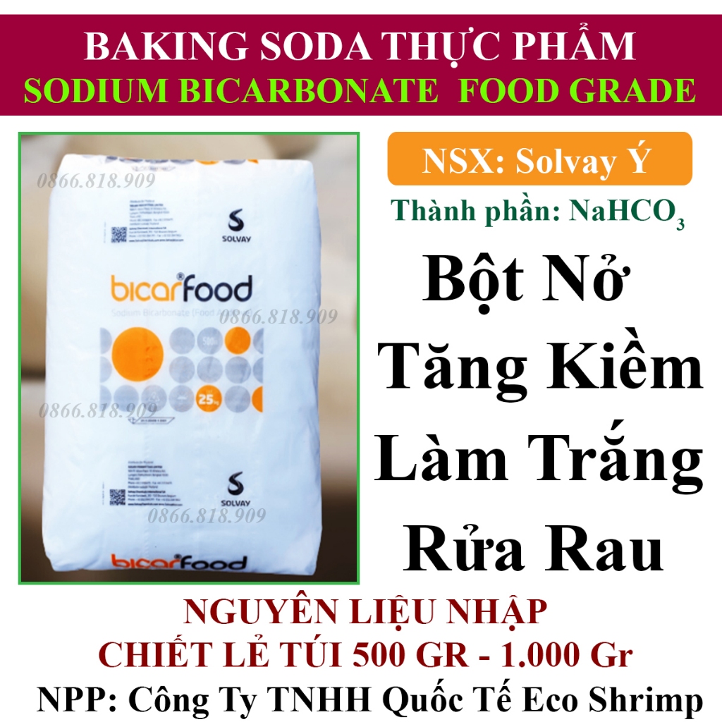 1kg Bột Baking Soda Ý - Muối Nở - Sodium Bicarbonate NaHCO3 99% - Phụ Gia Thực Phẩm Và Mỹ Phẩm