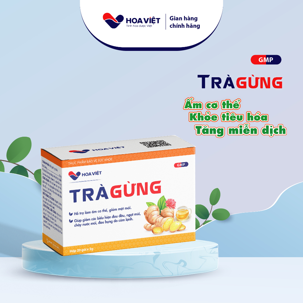 Trà gừng Hoa Việt hương vị cay ngọt hỗ trợ làm ấm cơ thể giảm đầy hơi tăng cường hệ miễn dịch
