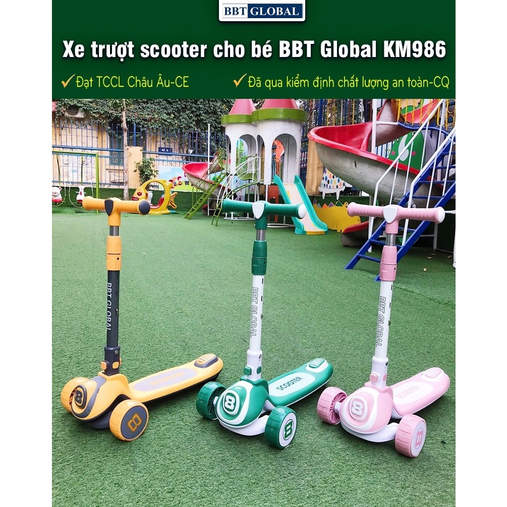 Xe trượt scooter 3 bánh cho bé chính hãng BBT Global trẻ em từ 2-8 tuổi KM956A