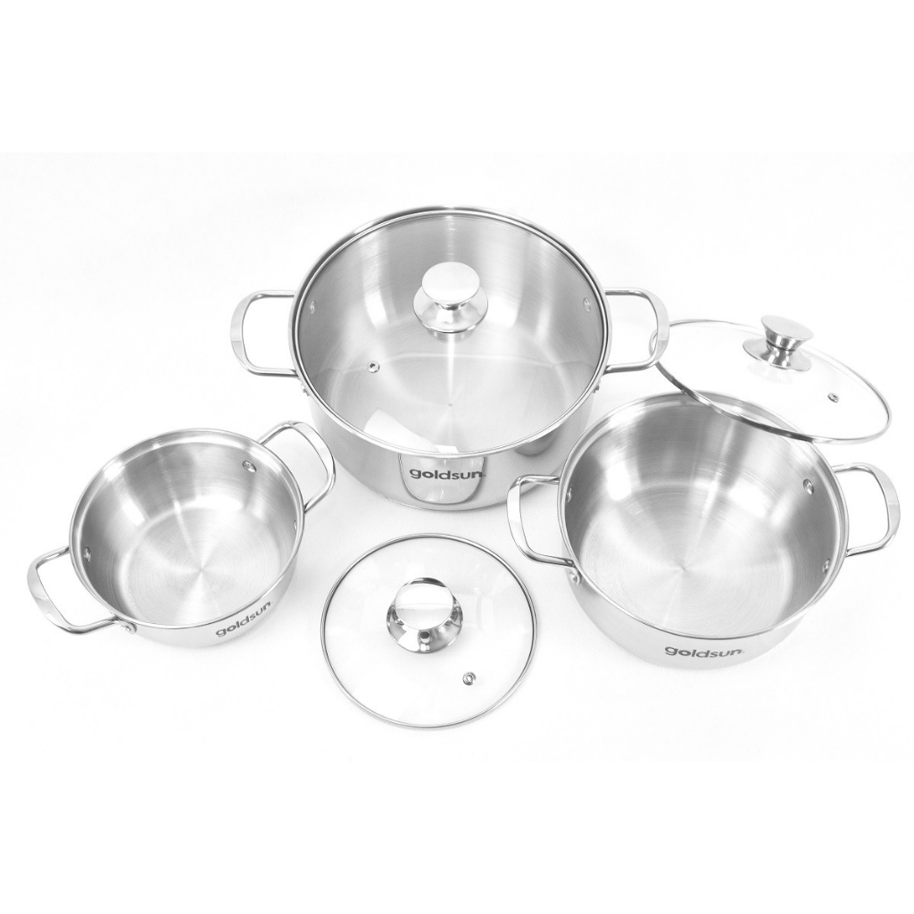Bộ nồi inox 3 đáy Goldsun GPS1723 hàng chính hãng dùng mọi loại bếp, bảo hành chính hãng 12 tháng