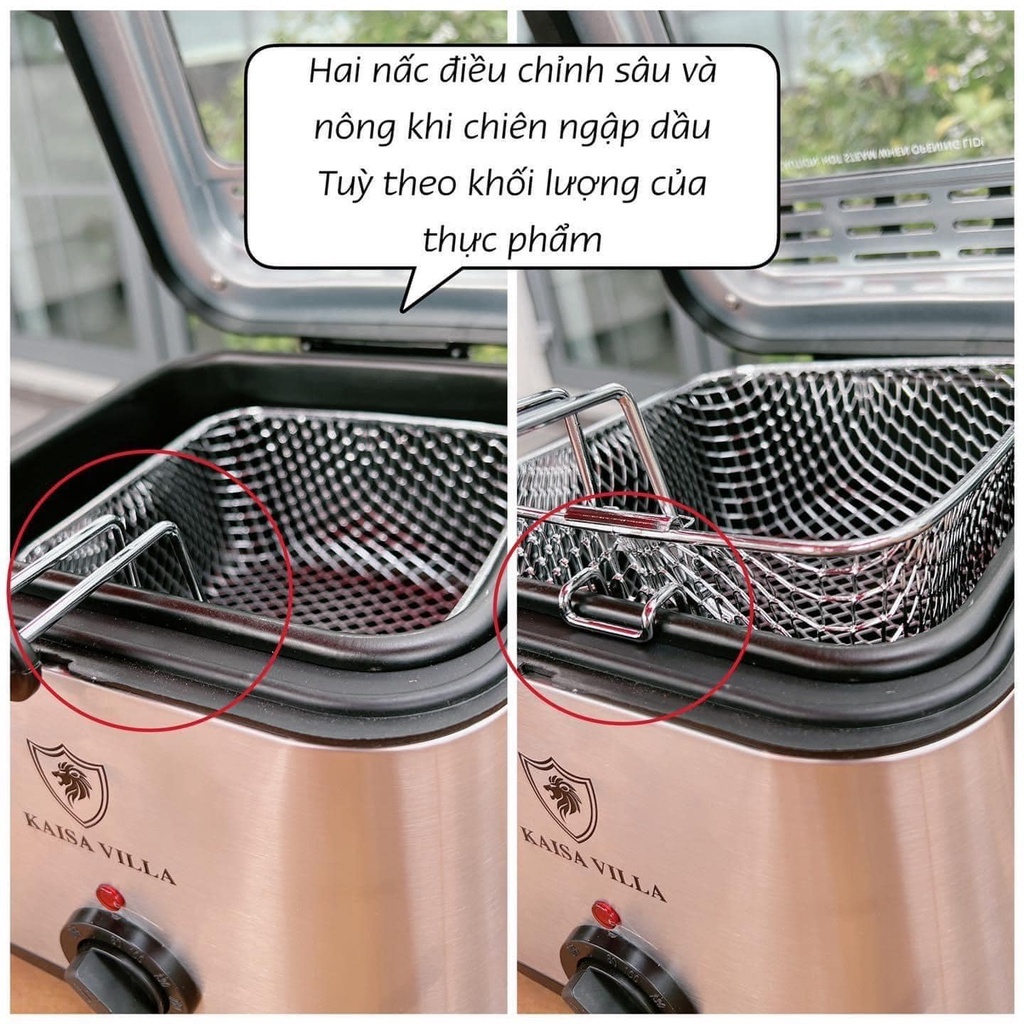 Nồi chiên ngập dầu Kaisa Villa JD8041 công suất 1000W dung tích 2.5L, bếp chiên nhúng điện đa năng tiện lợi