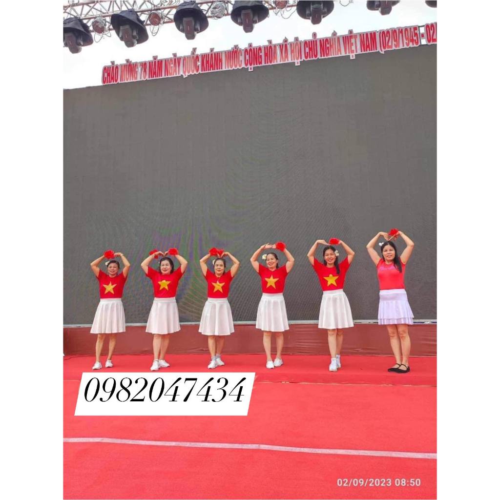 Chân váy xòe dài 50cm, chân váy dân vũ, khiêu vũ, chất umi loại 1, hàng đẹp