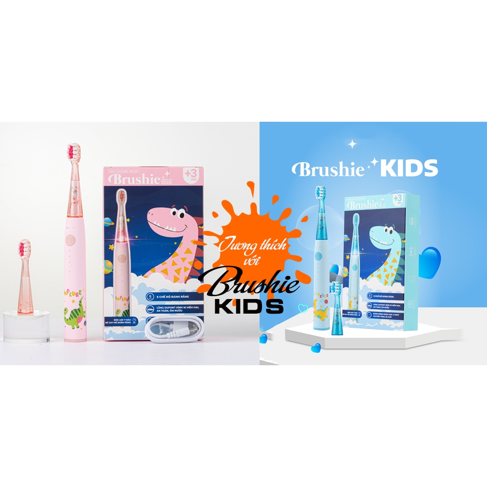 Set 2 đầu cho máy Brushie, Fossio, Sonic bàn chải đánh răng điện, lông mềm  Minh House