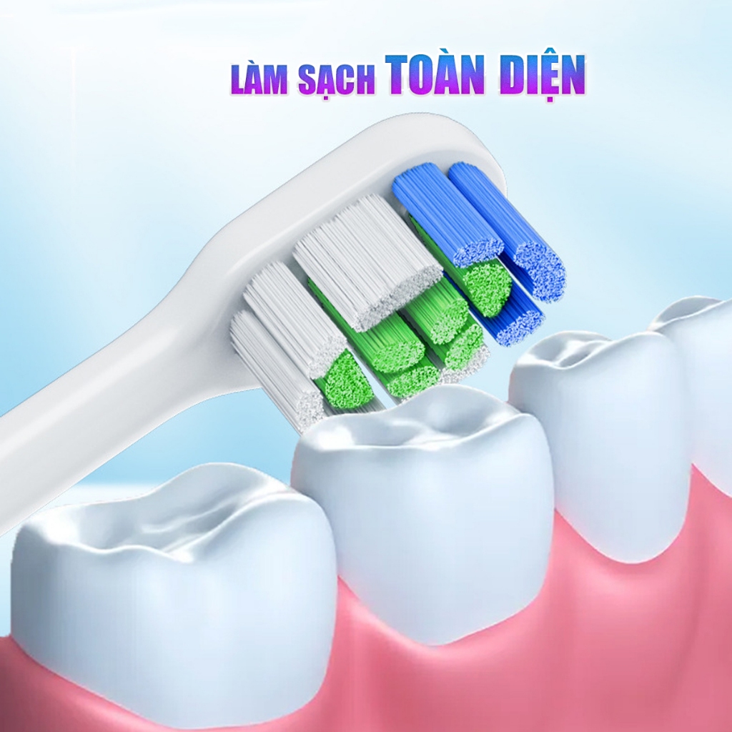 Set 2 đầu cho máy Brushie, Fossio, Sonic bàn chải đánh răng điện, lông mềm  Minh House