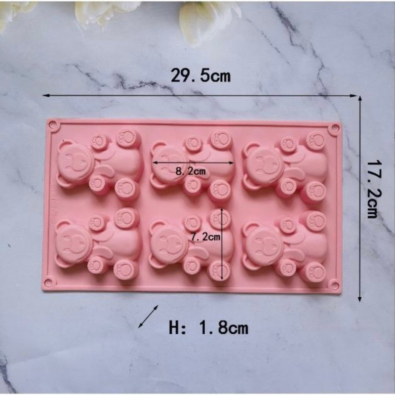 HCM-KHUÔN SILICON 6 GẤU BEAR NGUYÊN CON DỄ THƯƠNG LÀM SOCOLA, THẠCH RAU CÂU, PUDDING, XÀ BÔNG DIỆU THƯ SHOP