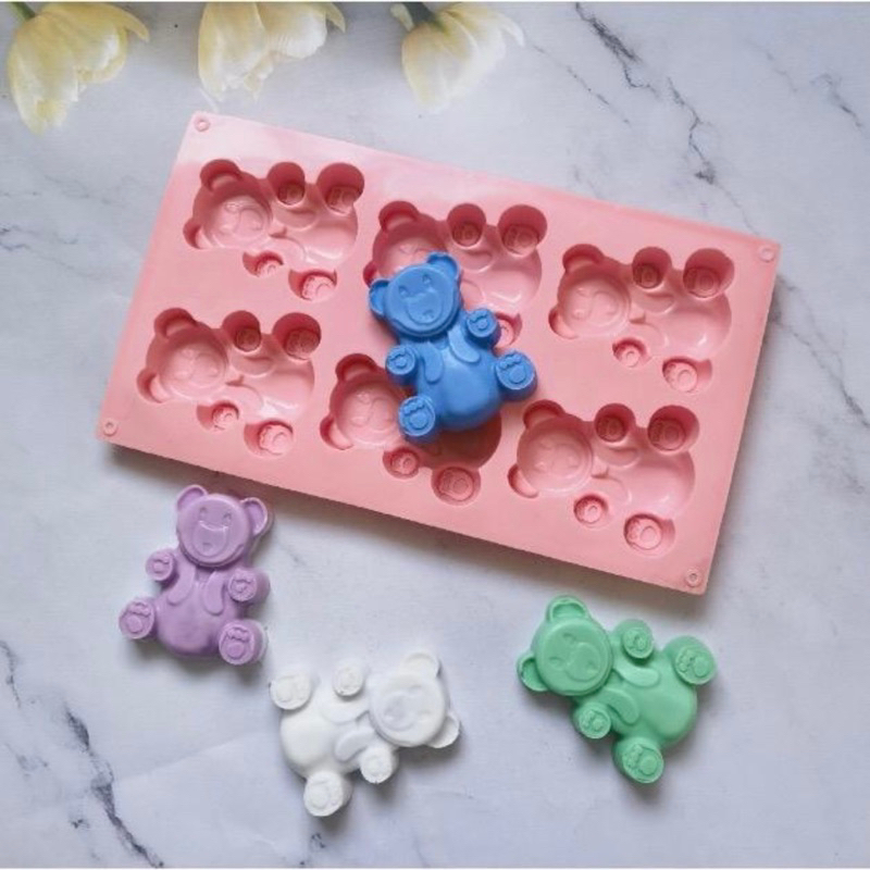 HCM-KHUÔN SILICON 6 GẤU BEAR NGUYÊN CON DỄ THƯƠNG LÀM SOCOLA, THẠCH RAU CÂU, PUDDING, XÀ BÔNG DIỆU THƯ SHOP