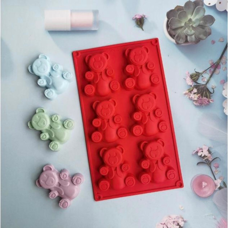 HCM-KHUÔN SILICON 6 GẤU BEAR NGUYÊN CON DỄ THƯƠNG LÀM SOCOLA, THẠCH RAU CÂU, PUDDING, XÀ BÔNG DIỆU THƯ SHOP
