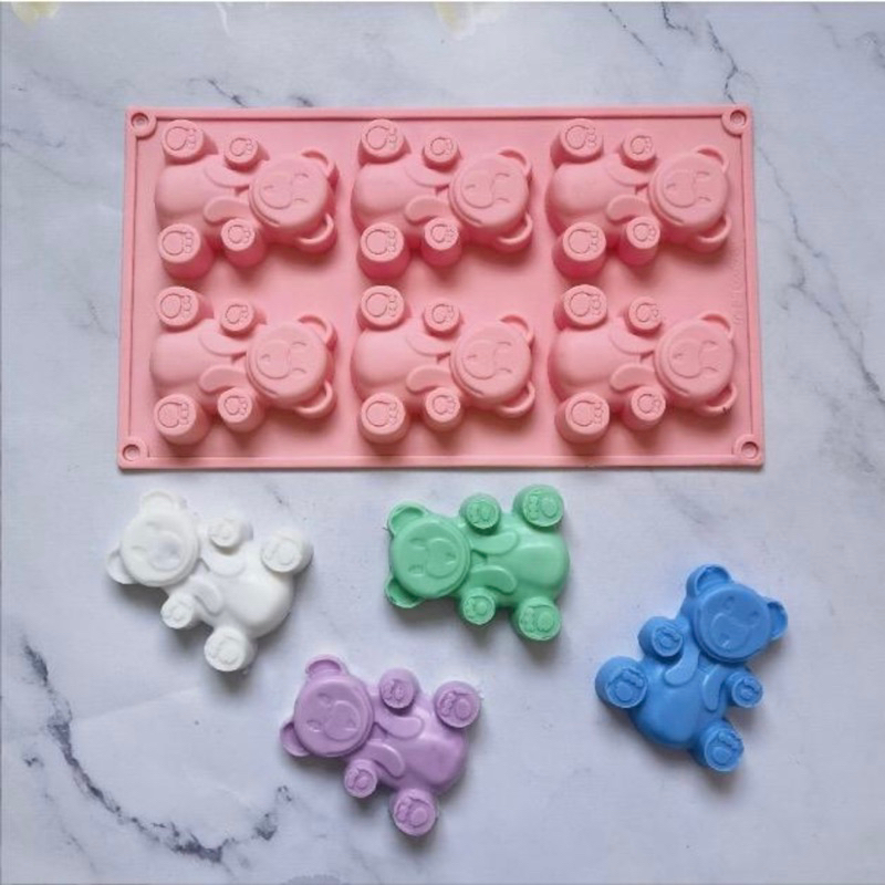 HCM-KHUÔN SILICON 6 GẤU BEAR NGUYÊN CON DỄ THƯƠNG LÀM SOCOLA, THẠCH RAU CÂU, PUDDING, XÀ BÔNG DIỆU THƯ SHOP