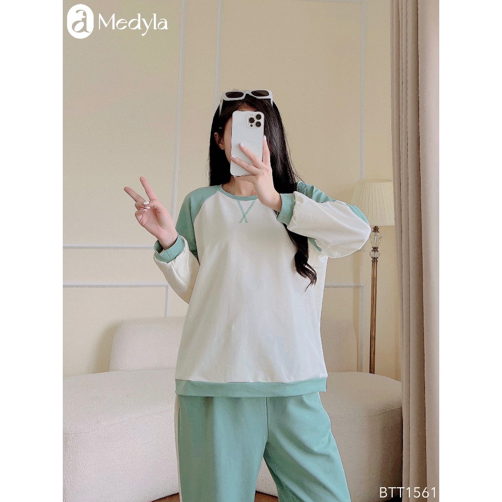 MEDYLA - Bộ đồ bầu mặc nhà Hoodie nỉ da cá dày dặn mặc được sau sinh - BTT1561