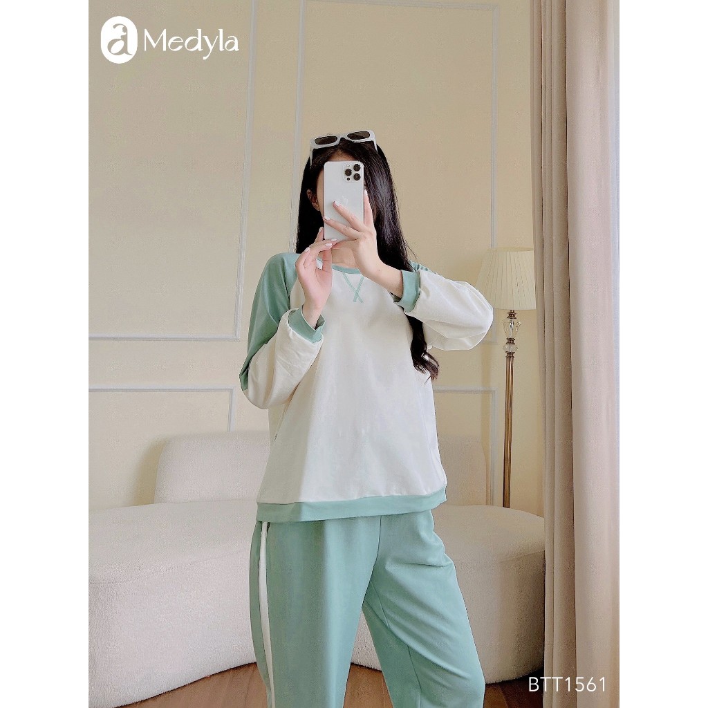 MEDYLA - Bộ đồ bầu mặc nhà Hoodie nỉ da cá dày dặn mặc được sau sinh - BTT1561