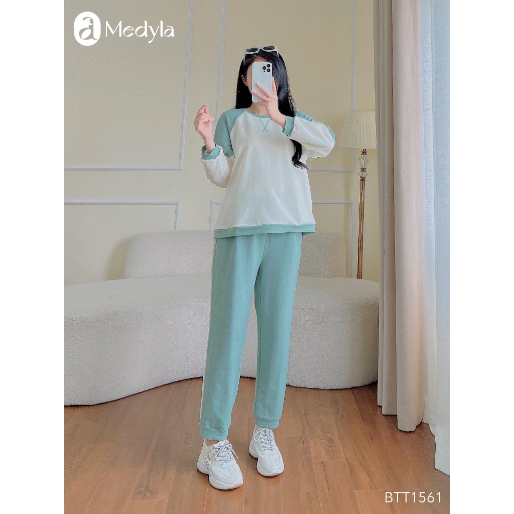 MEDYLA - Bộ đồ bầu mặc nhà Hoodie nỉ da cá dày dặn mặc được sau sinh - BTT1561