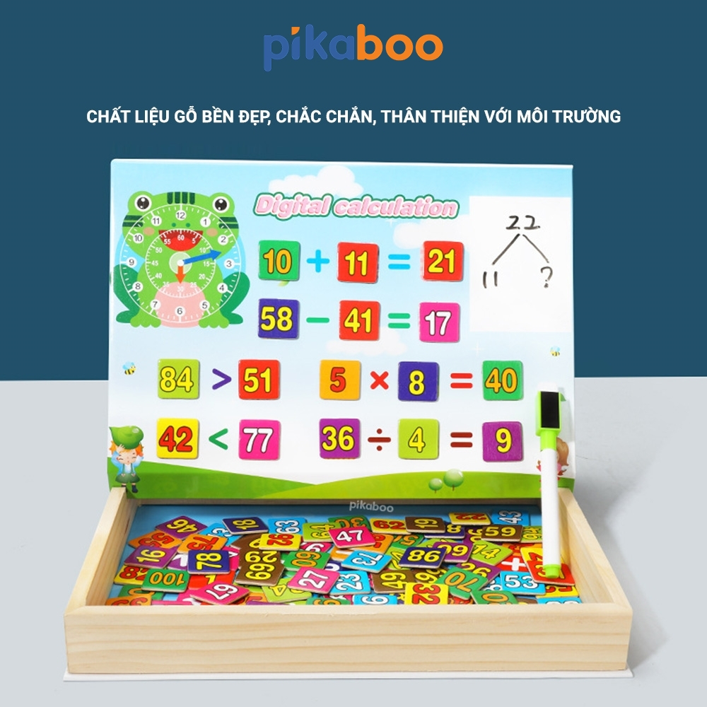 Bảng số từ tính nam châm đa năng Pikaboo, giáo cụ Montessori giúp bé nhận biết sớm và rèn luyện khả năng tư duy logic