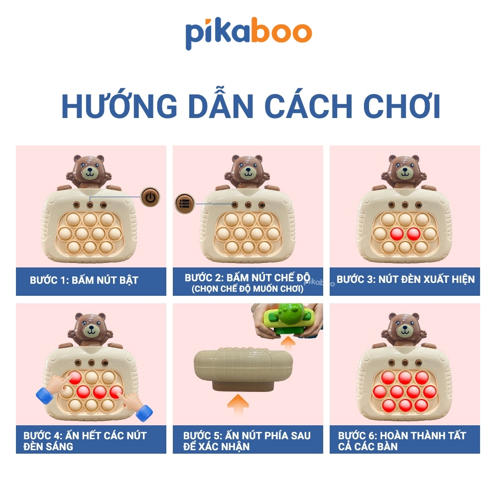 Pop it điện tử  Pikaboo Đồ chơi Máy chơi game bản mới bấm nút theo đèn nhạc với 4 chế độ giúp bé luyện phản xạ giữa