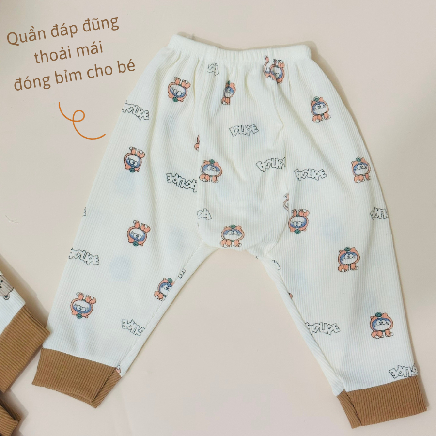 Quần Dài Sơ Sinh Chất Cotton Tăm - Quần Chục Cho Bé Trai, Bé Gái Sơ Sinh Thu Đông