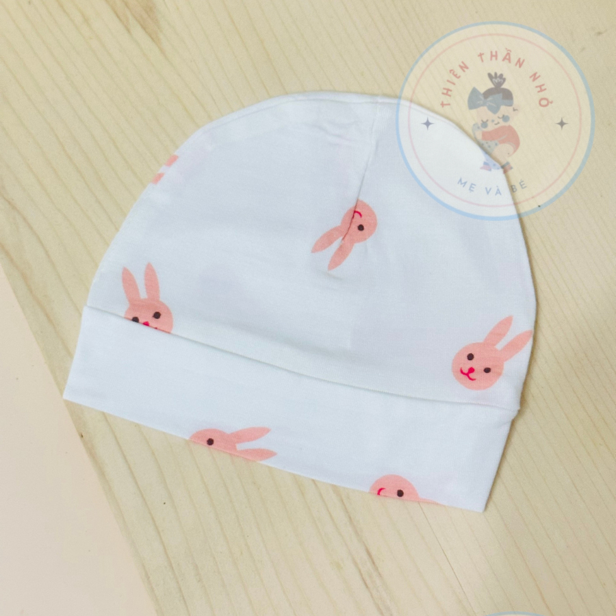 Mũ Sơ Sinh Chất Cotton Thun Lạnh Mềm Mịn Cho Bé Trai, Bé Gái Sơ Sinh Từ 0-3 Tháng