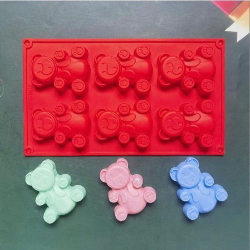HCM-KHUÔN SILICON 6 GẤU BEAR NGUYÊN CON DỄ THƯƠNG LÀM SOCOLA, THẠCH RAU CÂU, PUDDING, XÀ BÔNG DIỆU THƯ SHOP