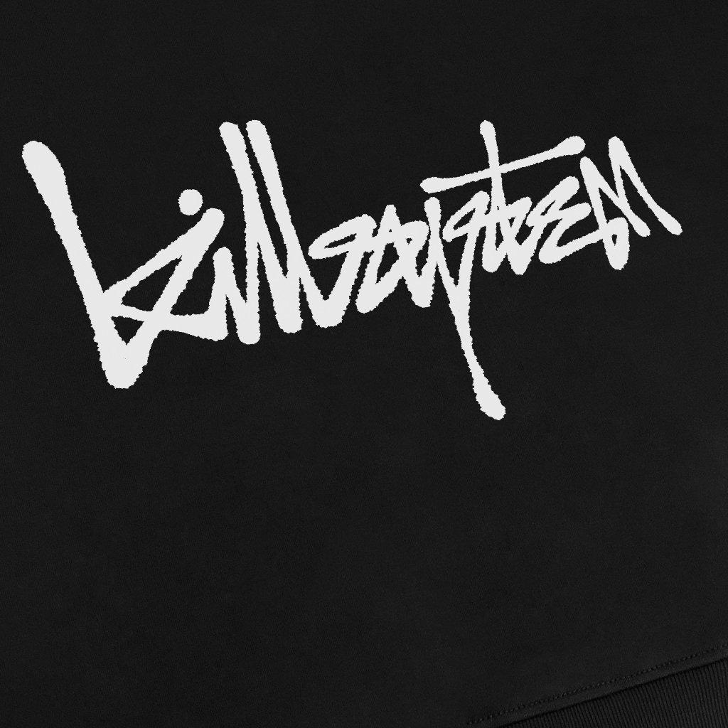 Áo khoác hoodie zip boxy form lửng Kill System Graffiti in hình chất vải chân cua