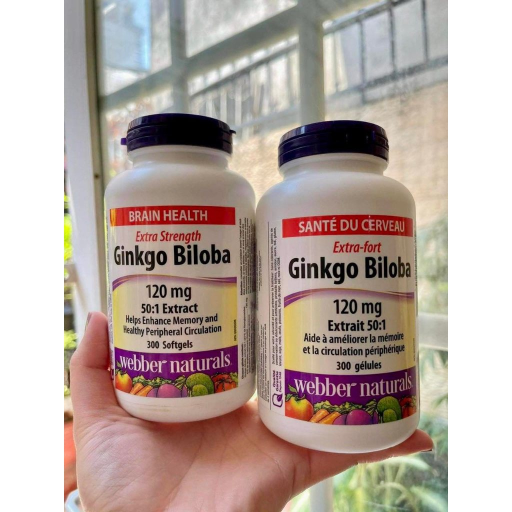 Viên uống bổ não Ginkgo Biloba 120mg của Webber Naturals, Canada - Hũ 300v