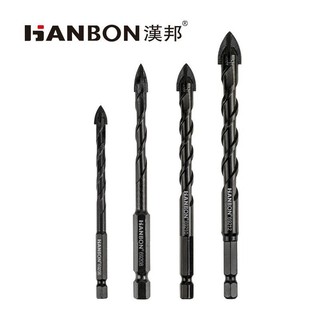 Mũi khoan đa năng hỏa tiễn đen 4 cạnh hanbon khoan sắt, khoan kính thủy tinh, gạch men đá gốm