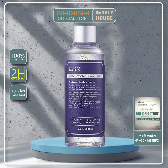 Nước Hoa Hồng Chống Viêm Dưỡng Ẩm Dears,Klairs Supple Preparation Toner 180ml