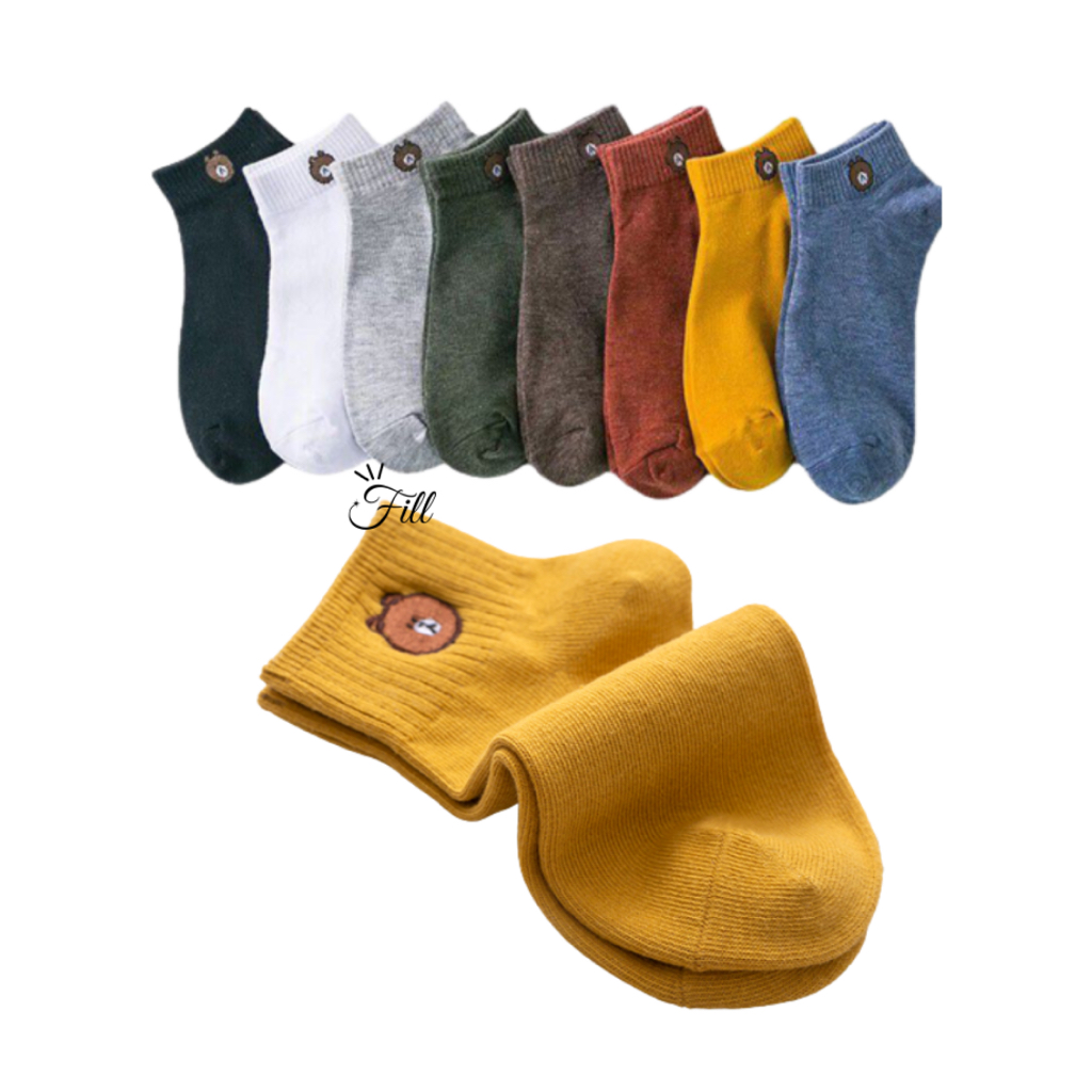 Set Hộp quà tặng 5 đôi tất  nam tất nữ  in hình tất gấu hot trend