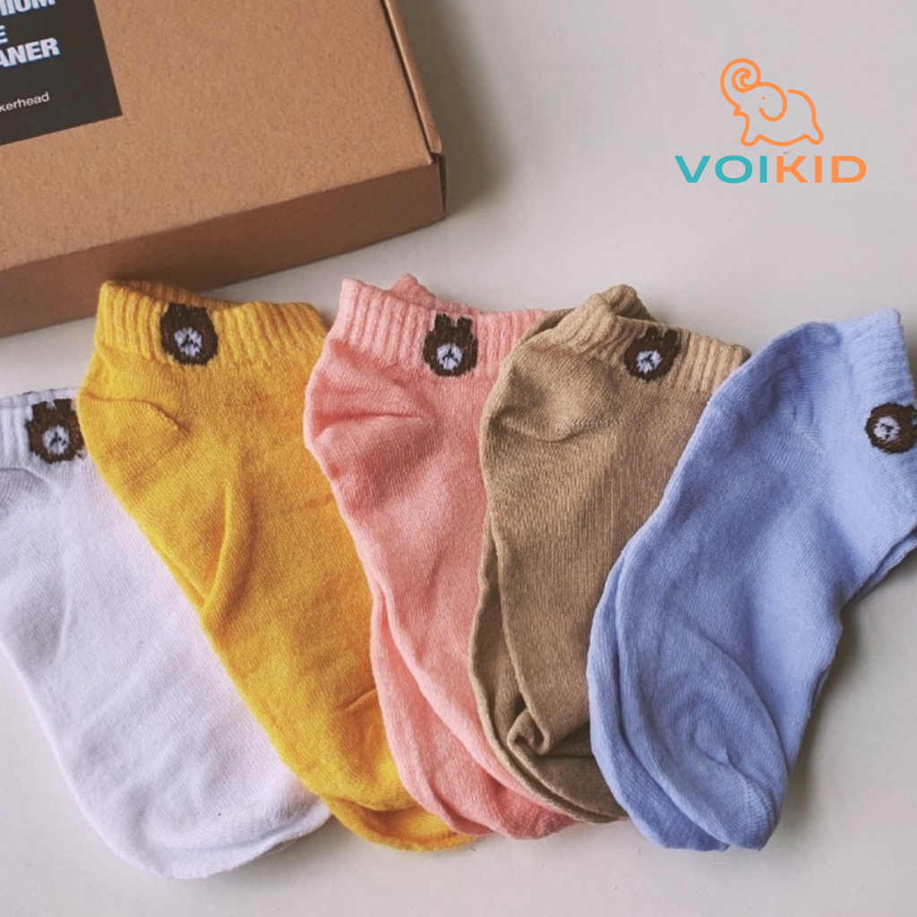 Set Hộp quà tặng 5 đôi tất  nam tất nữ  in hình tất gấu hot trend