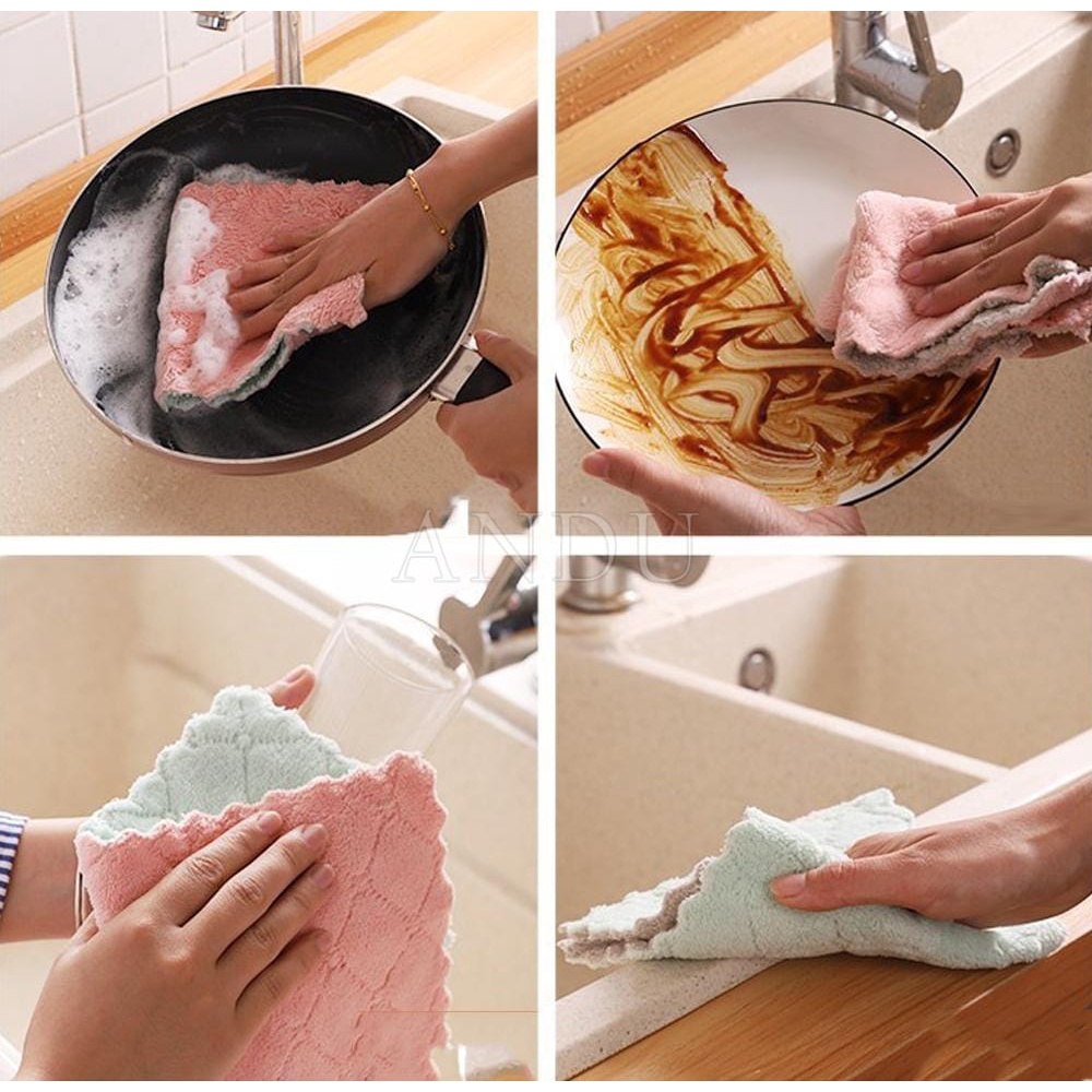 Khăn Lau Đa Năng Siêu Thấm Hút 2 Mặt Khăn Lau Nhà Bếp Siêu Mềm Mịn Cực Kì Tiện Lợi