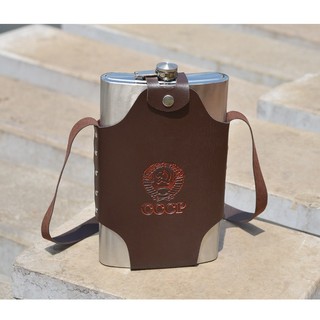 Bình đựng rượu inox cccp dung tích 2L - Kèm bao da