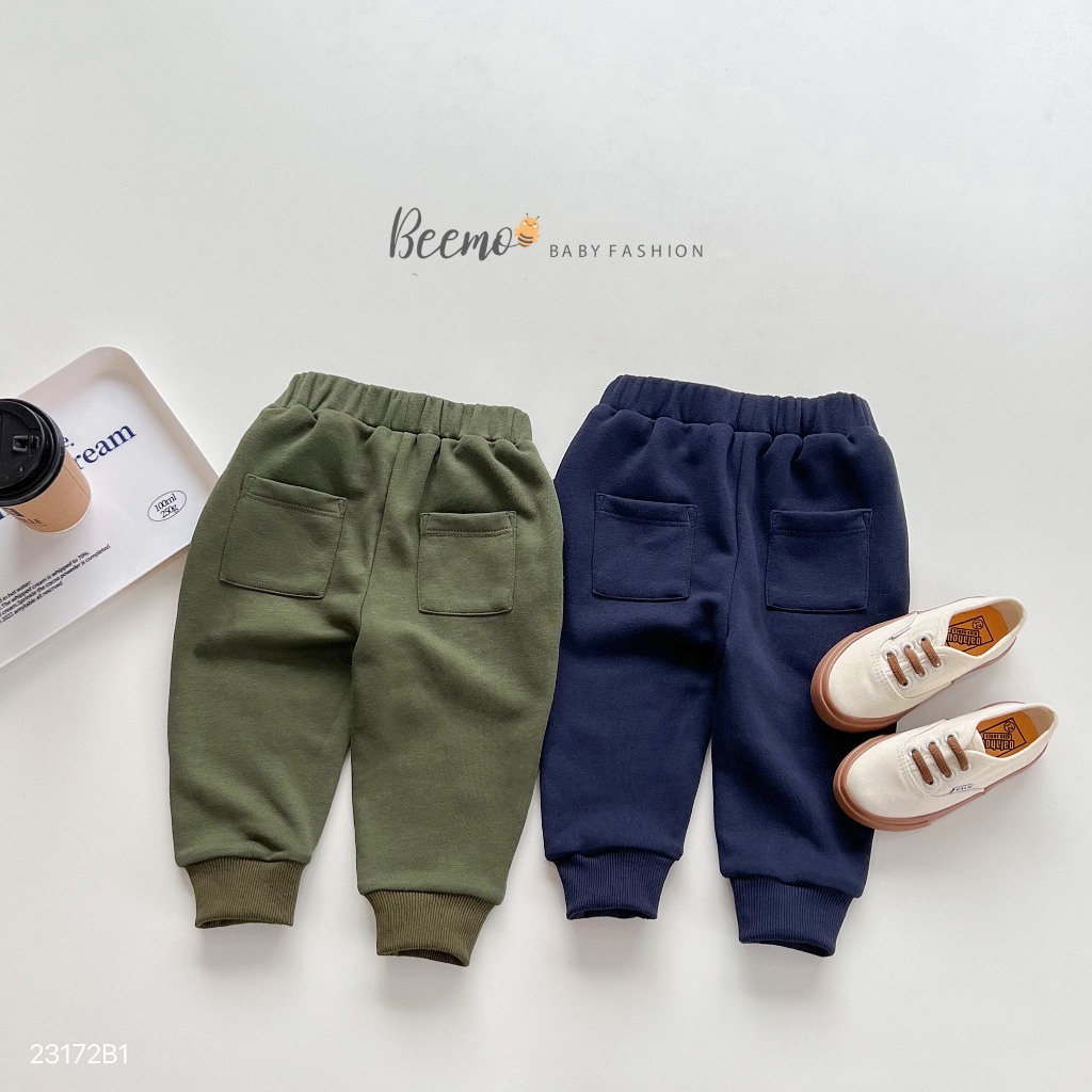 Bộ hoodie thể thao nỉ da cá in chữ Hologram Beemo cho bé, bộ mũ cho bé