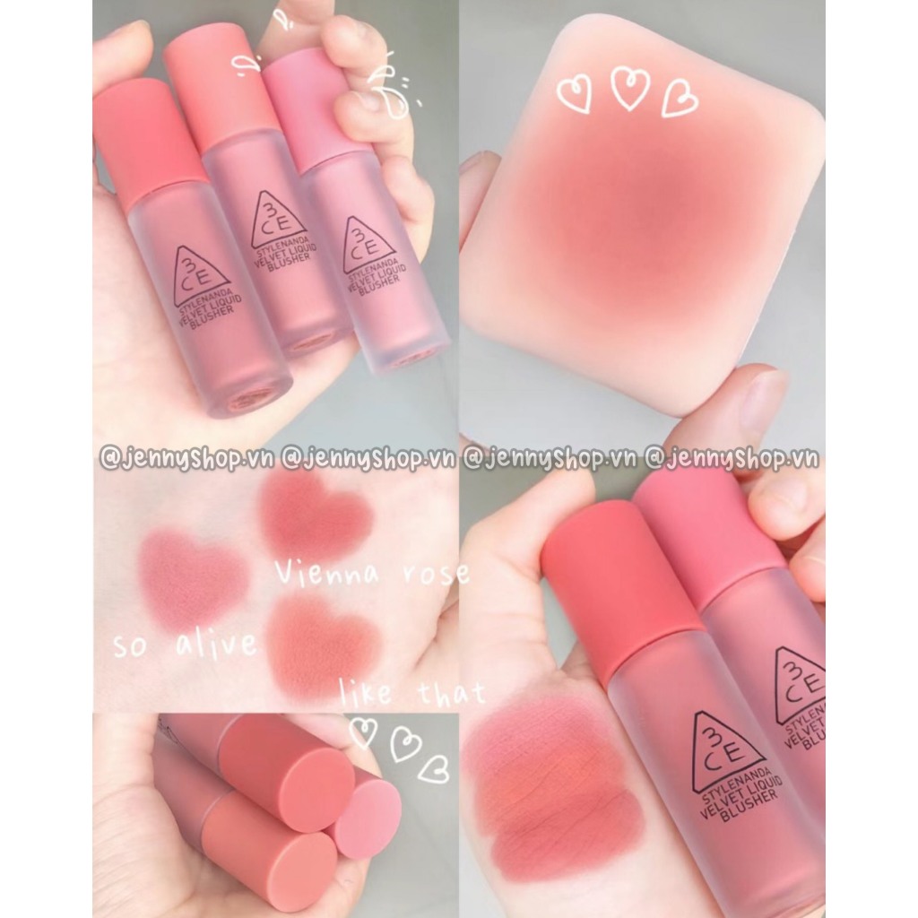 Má Hồng Dạng Kem 3CE Velvet/Sheer Liquid Blusher