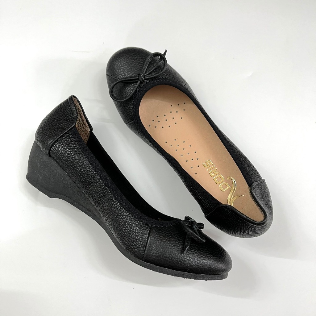 Giày Búp Bê Da Thật DN508 Đế Xuồng 5cm Mũi Tròn gắn nơ nhỏ - Có bảo hành.